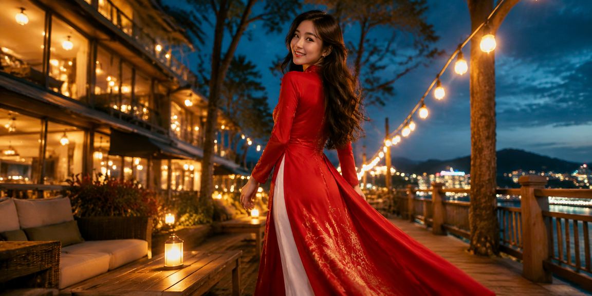 Người phụ nữ mặc áo dài tại Đà Lạt thư giãn với trải nghiệm casino trực tuyến