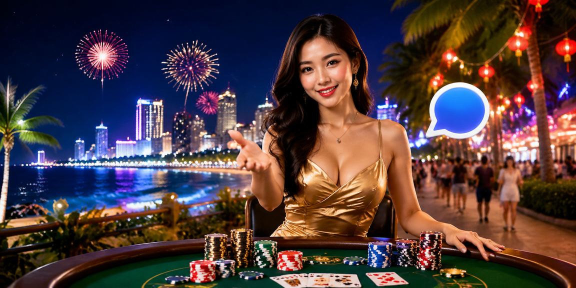 Không khí casino sôi động tại Việt Nam với ánh đèn rực rỡ và màn hình game hiện đại